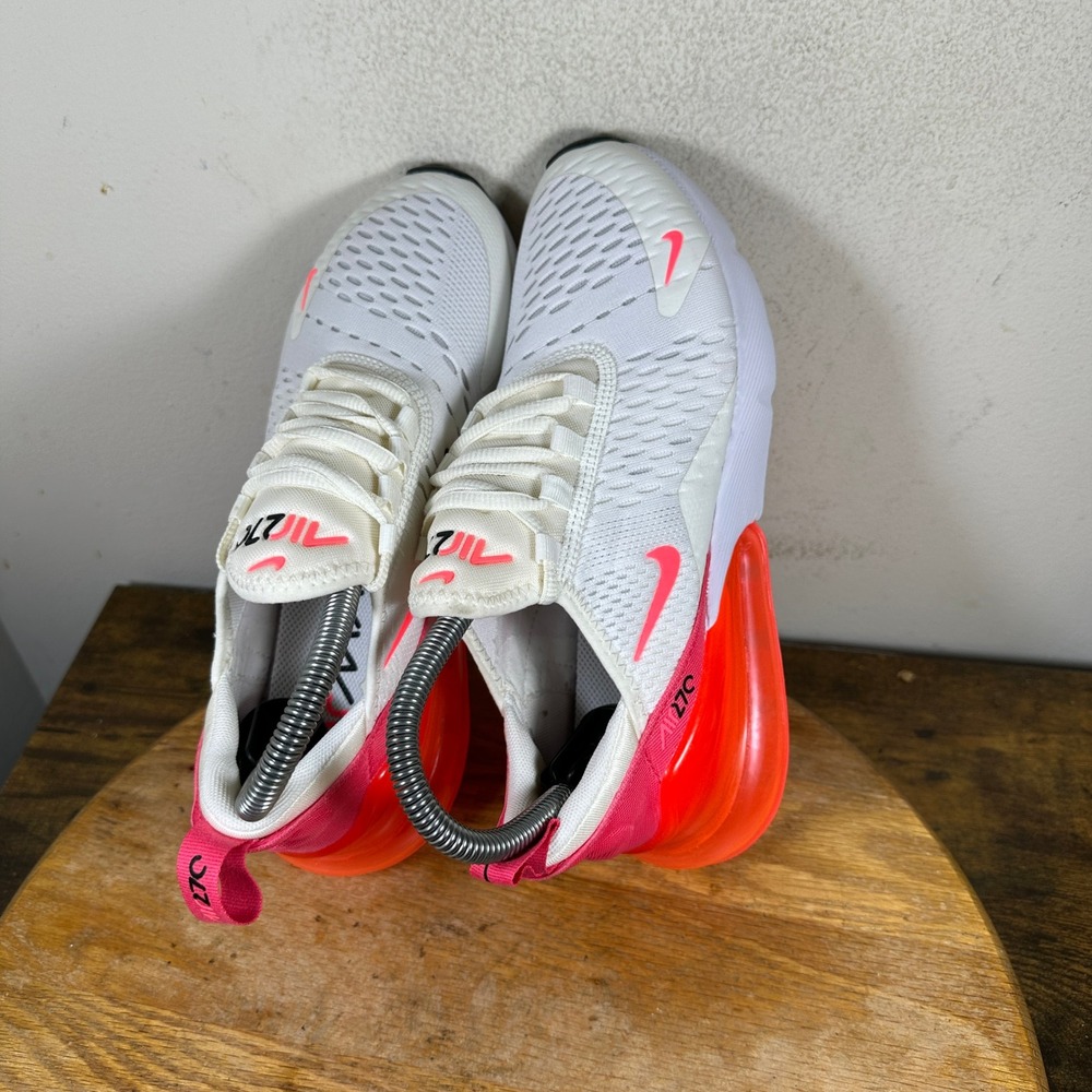 Nike Air Max 270 Womens White Bright Crimson Pink Sneakers AH6789-122 Size 6.5 - Picture 4 of 8